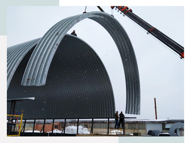 Полукруглые ангары в Ленинске-Кузнецком
